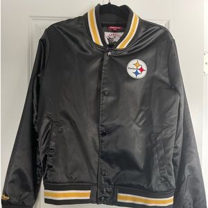 Mitchell & Ness Pittsburgh Steelers Women's Blk Team 2.0 Satin Full-Snap Jacket